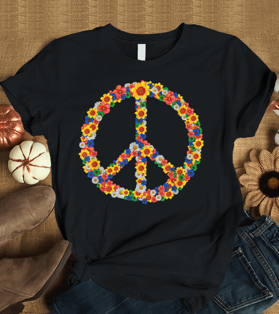 Peace Love Flower Power 60s 70s Hippie T-Shirt