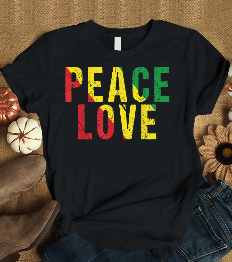 Peace Love Jamaican Reggae Rasta T-Shirt