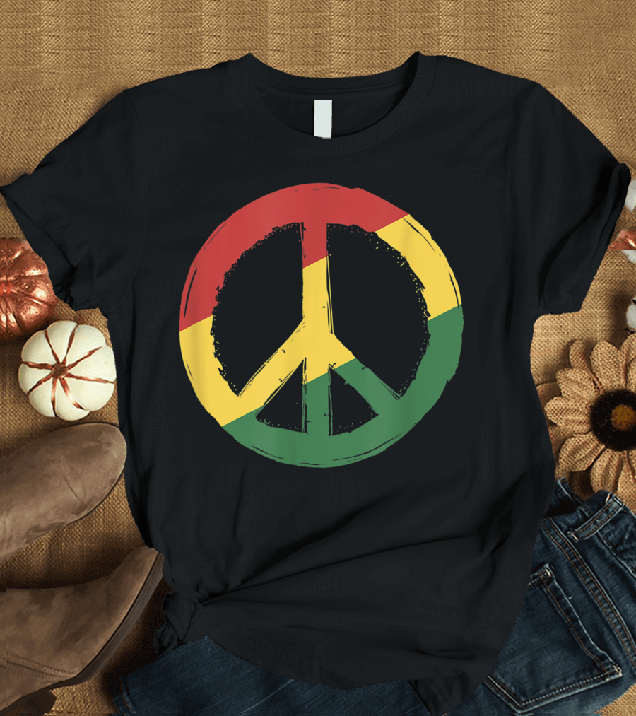 Peace Sign Rasta Reggae Rastafari Jamaican Colors T-Shirt