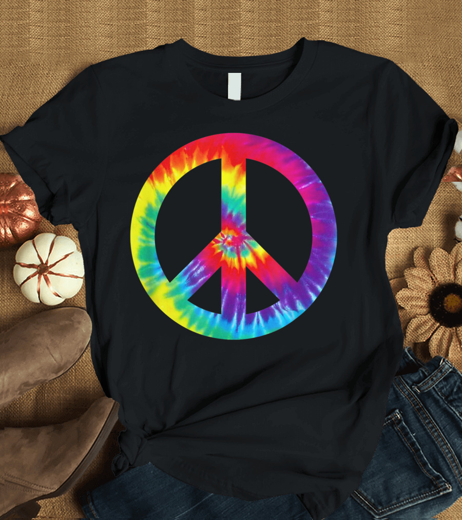Peace Sign Tie Dye Symbol 60s 70s Hippie Costume Vintage Look T-Shirt