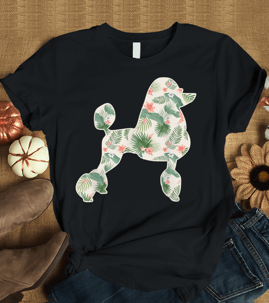Poodle Floral Print Hawaiian Women Op T-Shirt