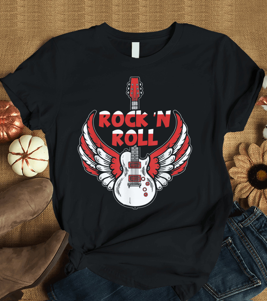 ROCK 'N ROLL Guitar with Wings T-Shirt