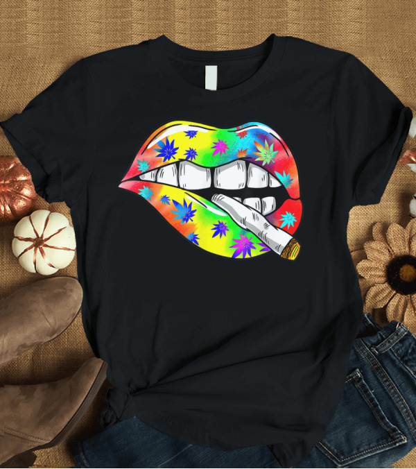 T-Shirt: Hippie Tie Dye Lips Smoking Weed Trip 420 Stoner Zg T-Shirt Hippie Tie Dye Lips Smoking Weed Trip 420 Stoner Zg T-Shirt