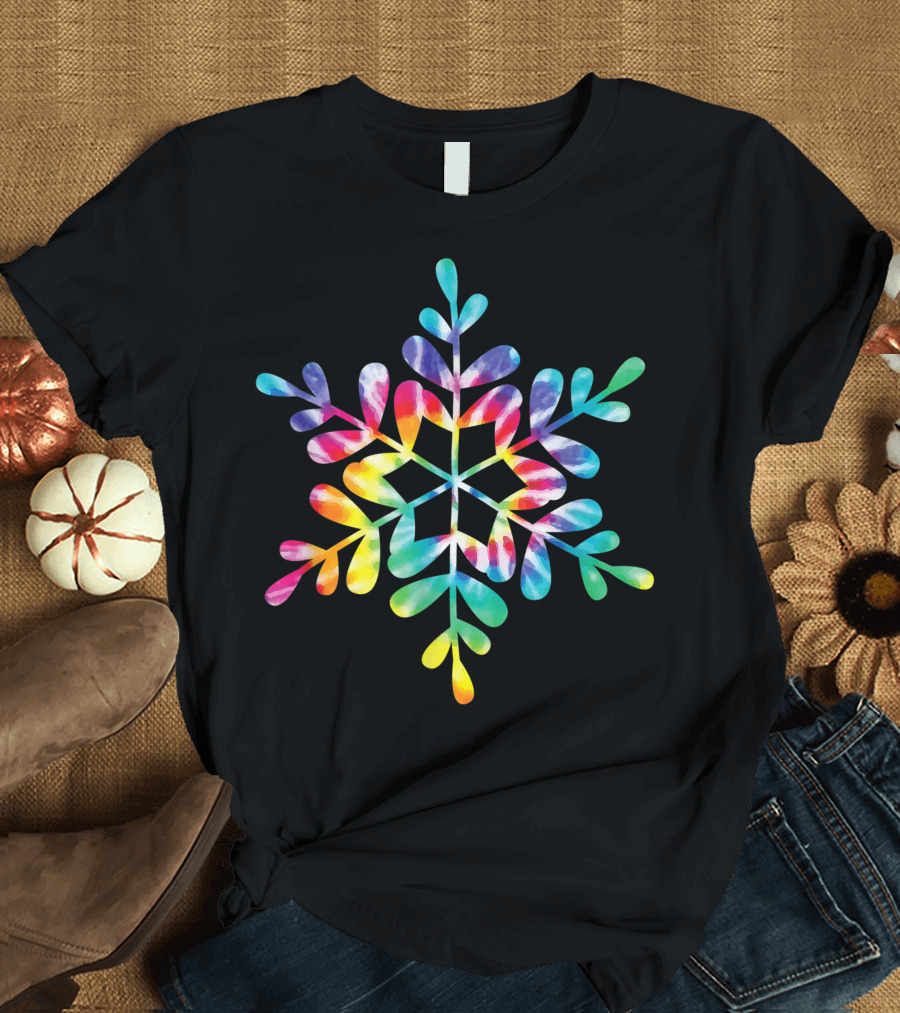 Snowflake Tie Dye Christmas Hippie Holiday Xmas Colorful Eo T-Shirt