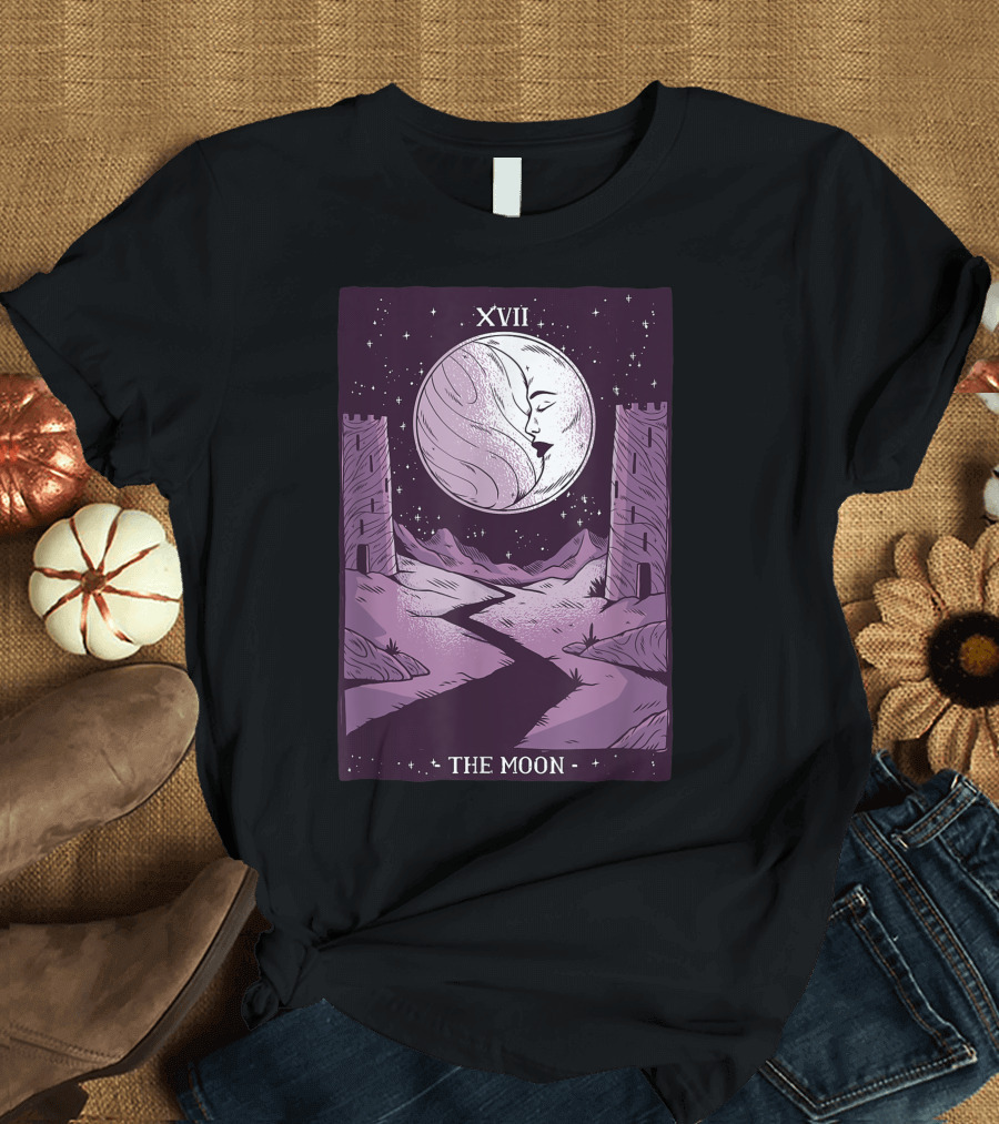 XVII The Moon Tarot Card G8 Celestial Landscape T-Shirt
