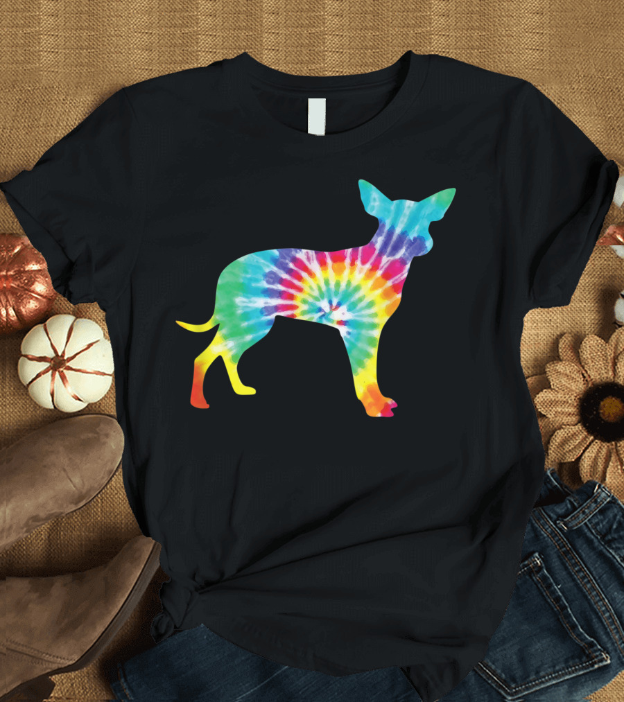Tie Dye Dog Hippie Chihuahua Puppy Psychedelic Rainbow T-Shirt