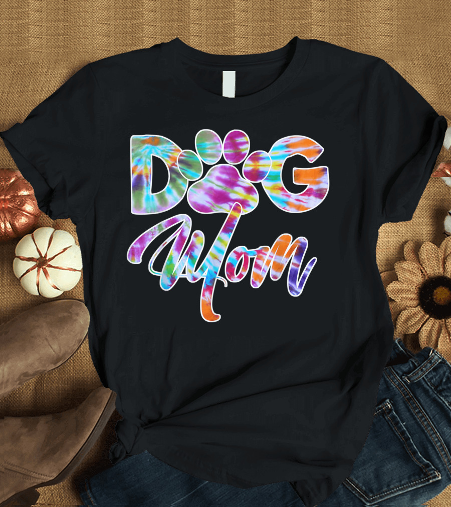 Dog Mom Tie Dye Lover Paw T-Shirt