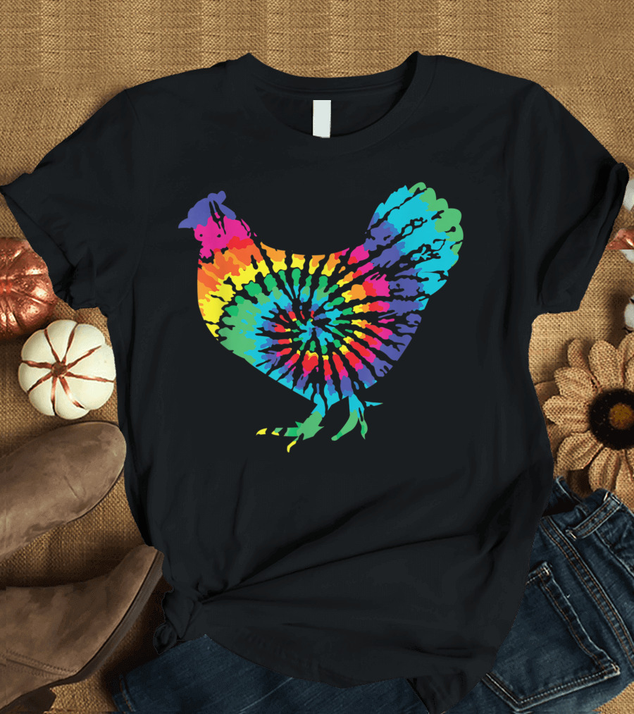 Tie Dye Rainbow Chicken for Backyard Farmers T-Shirt