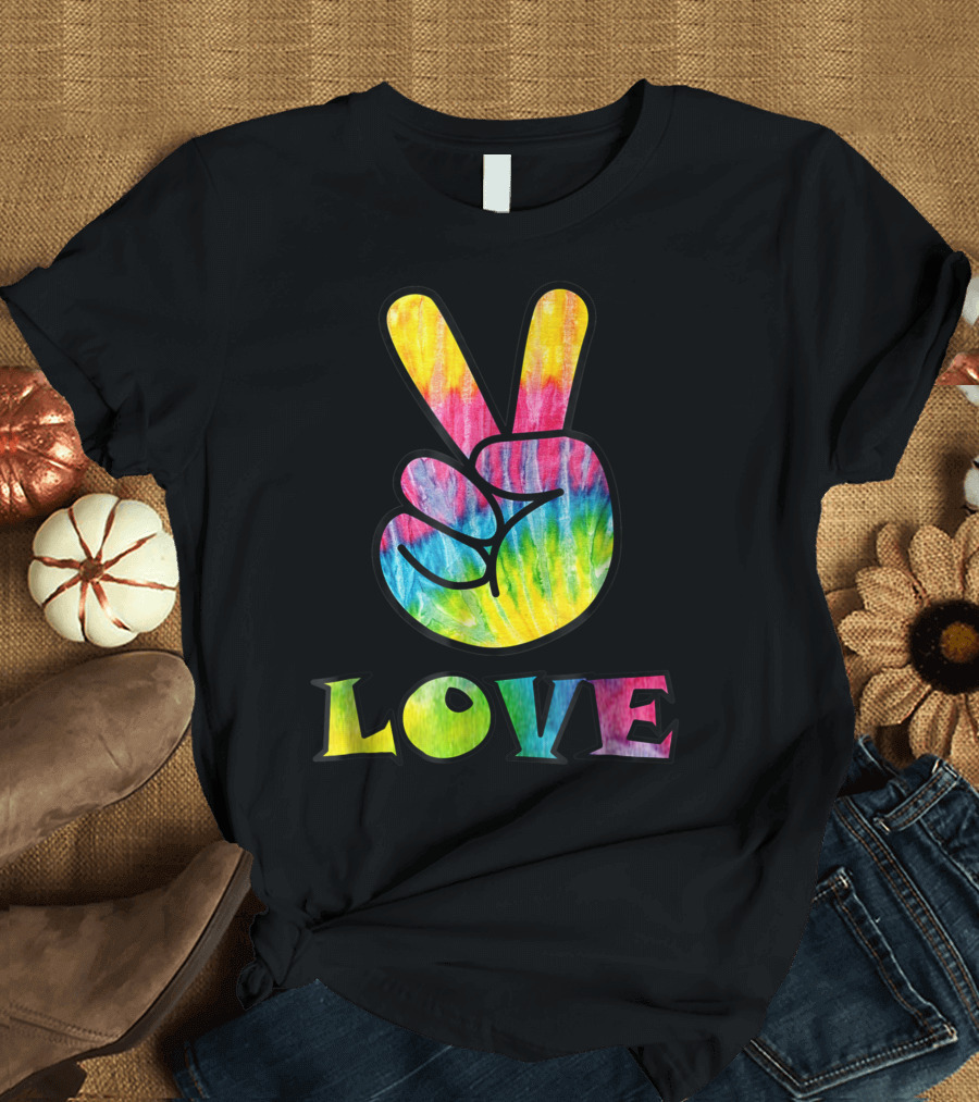 Love Peace Sign Trippy Tye Dye 60s T-Shirt