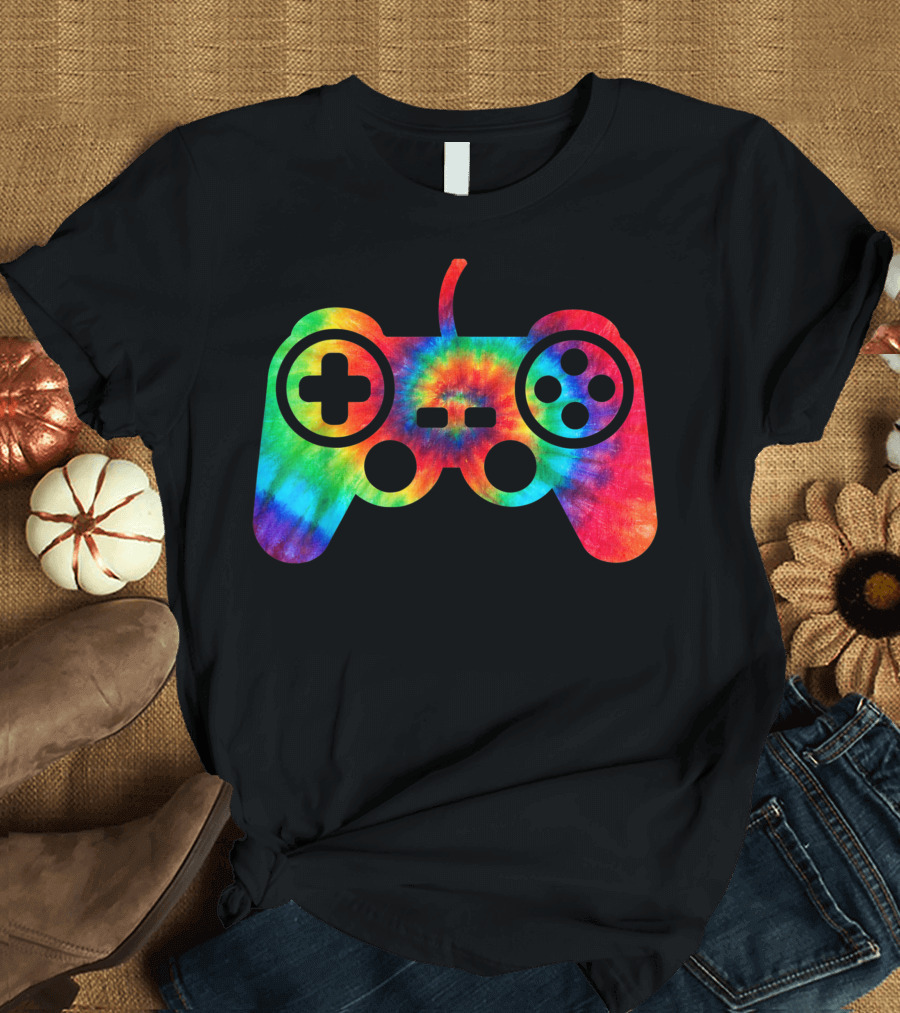 Video Game Controller Ocean Tie Dye Rainbow Hippie Hippy Costume T-Shirt