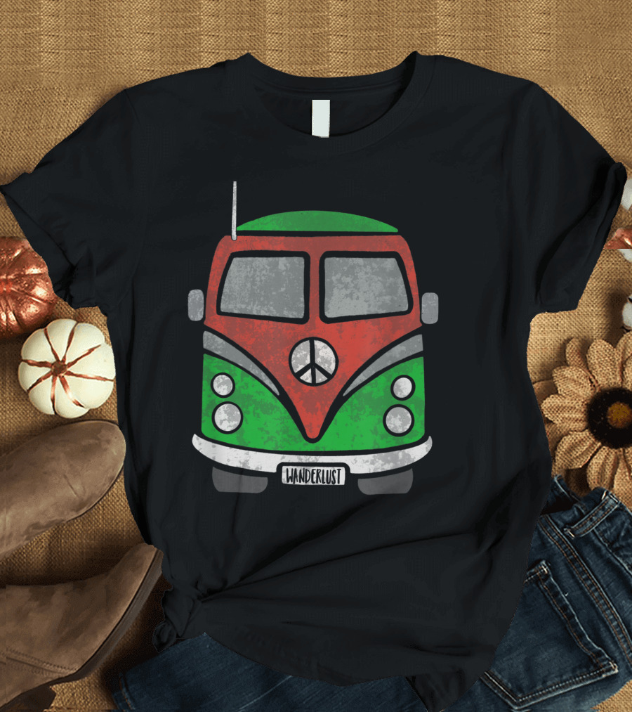 Wanderlust Vintage 1960s Hippie Van Microbus Peace T-Shirt