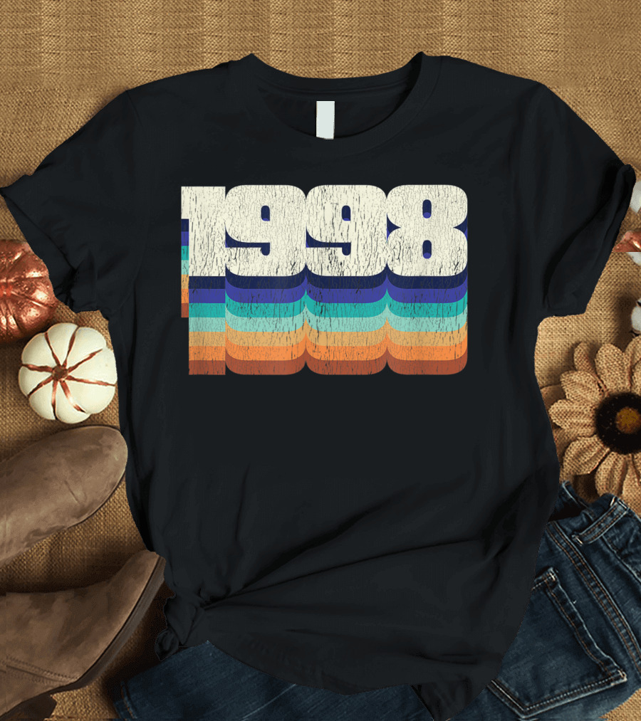 Vintage 1998 Retro Colorful Stripes 22nd Birthday T-Shirt