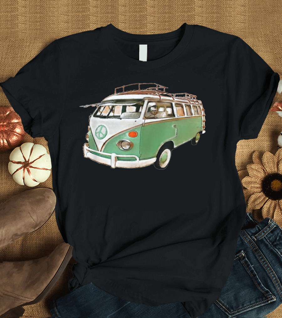 Vintage Peace Symbol Camper Van Micro Bus Surfer Van T-Shirt