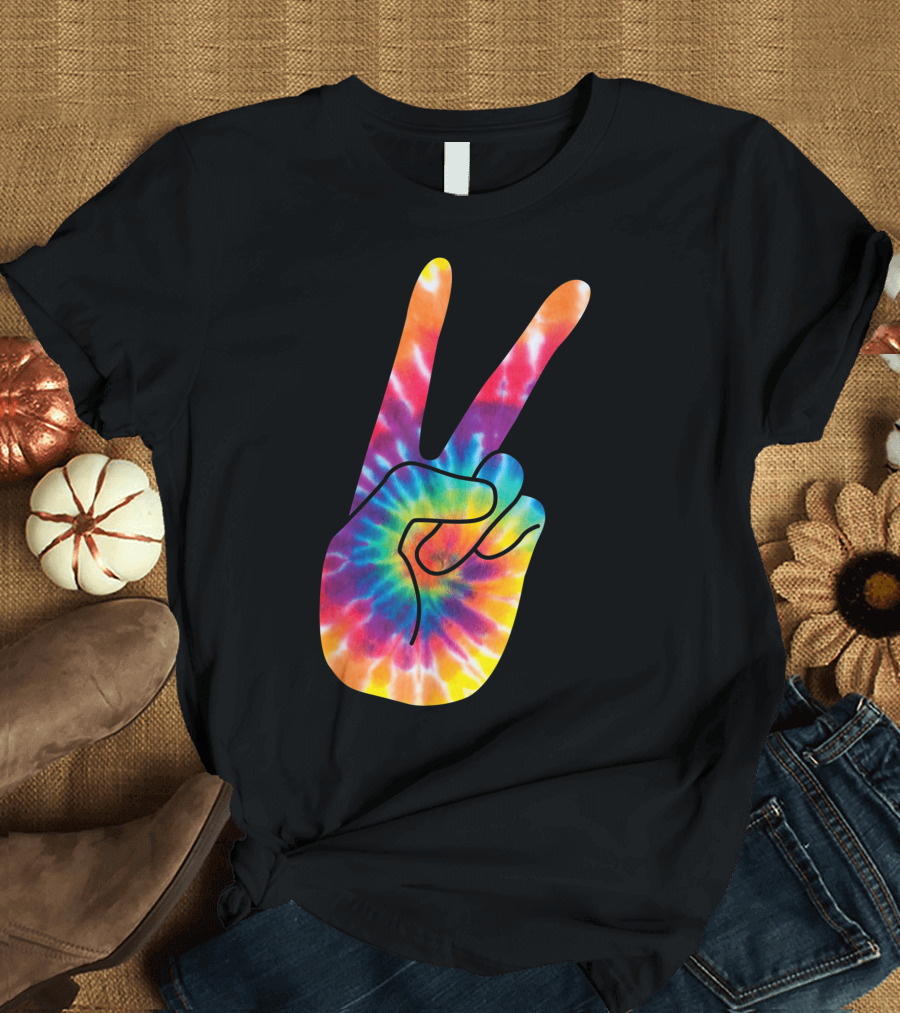 World Peace V Hand Sign 60s 70s Tie-Dye Cool T-Shirt