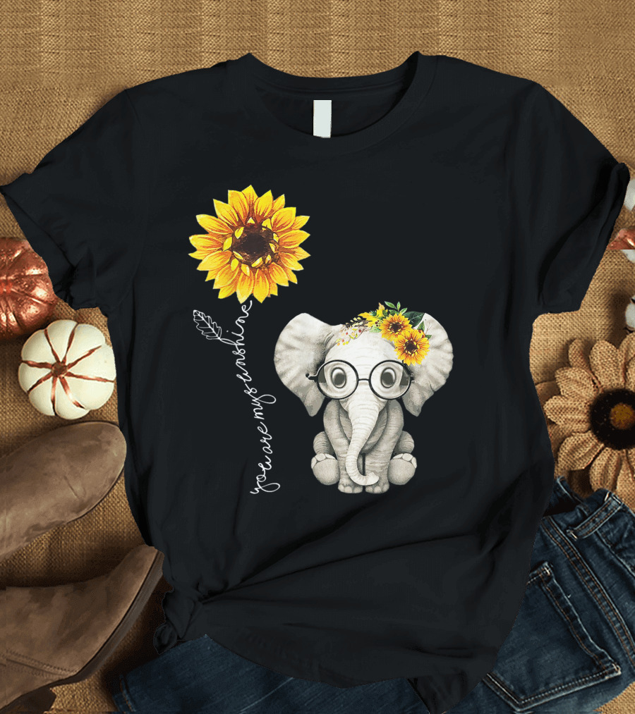 You Are My Sunshine Sunflower Elephant Hippie Friend T-Shirt