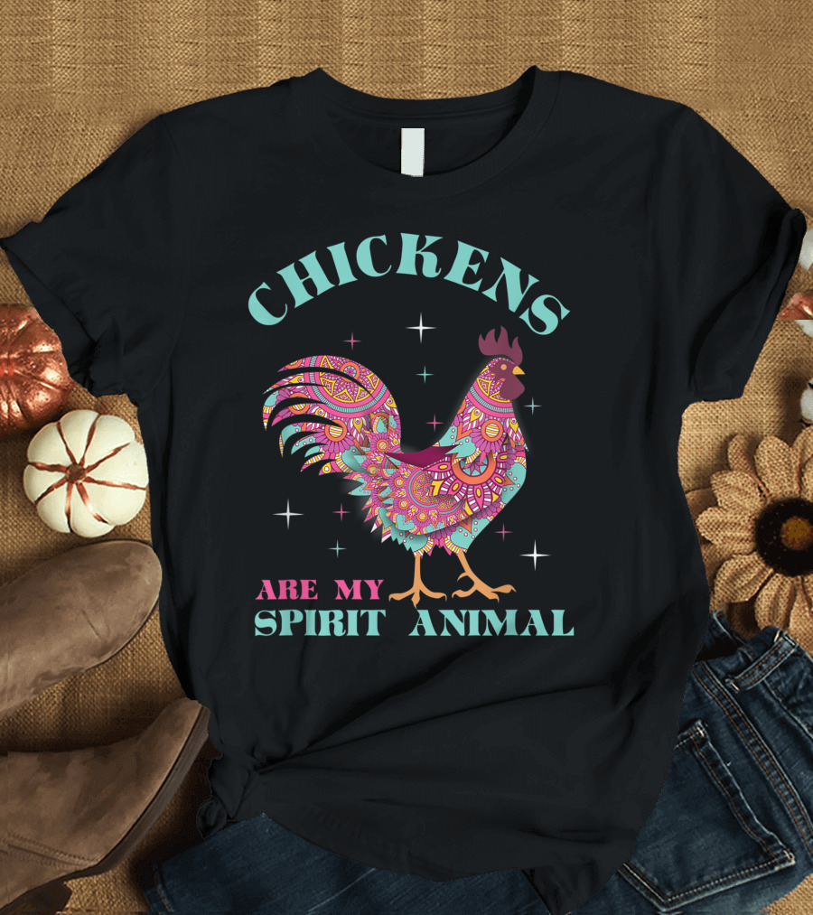 Chickens Are My Spirit Animal Tribal Chicken Colorful Pattern F8 T-Shirt