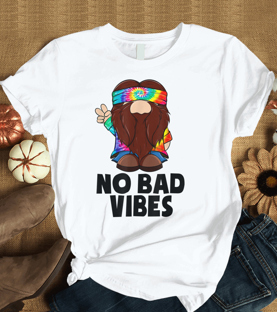 Peace Love Tie-Dye Gnome No Bad Vibes T-Shirt