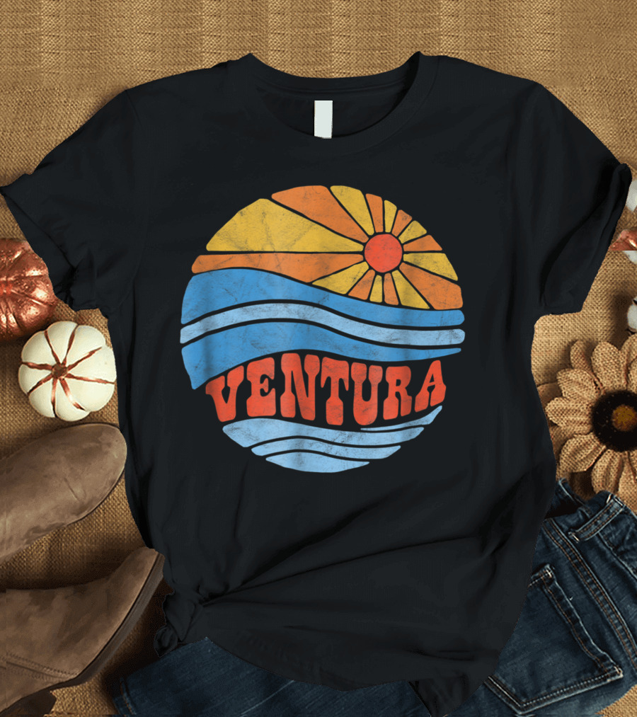 Ventura California Retro Vintage Hippie Beach Bum Surf Sun Waves T-Shirt