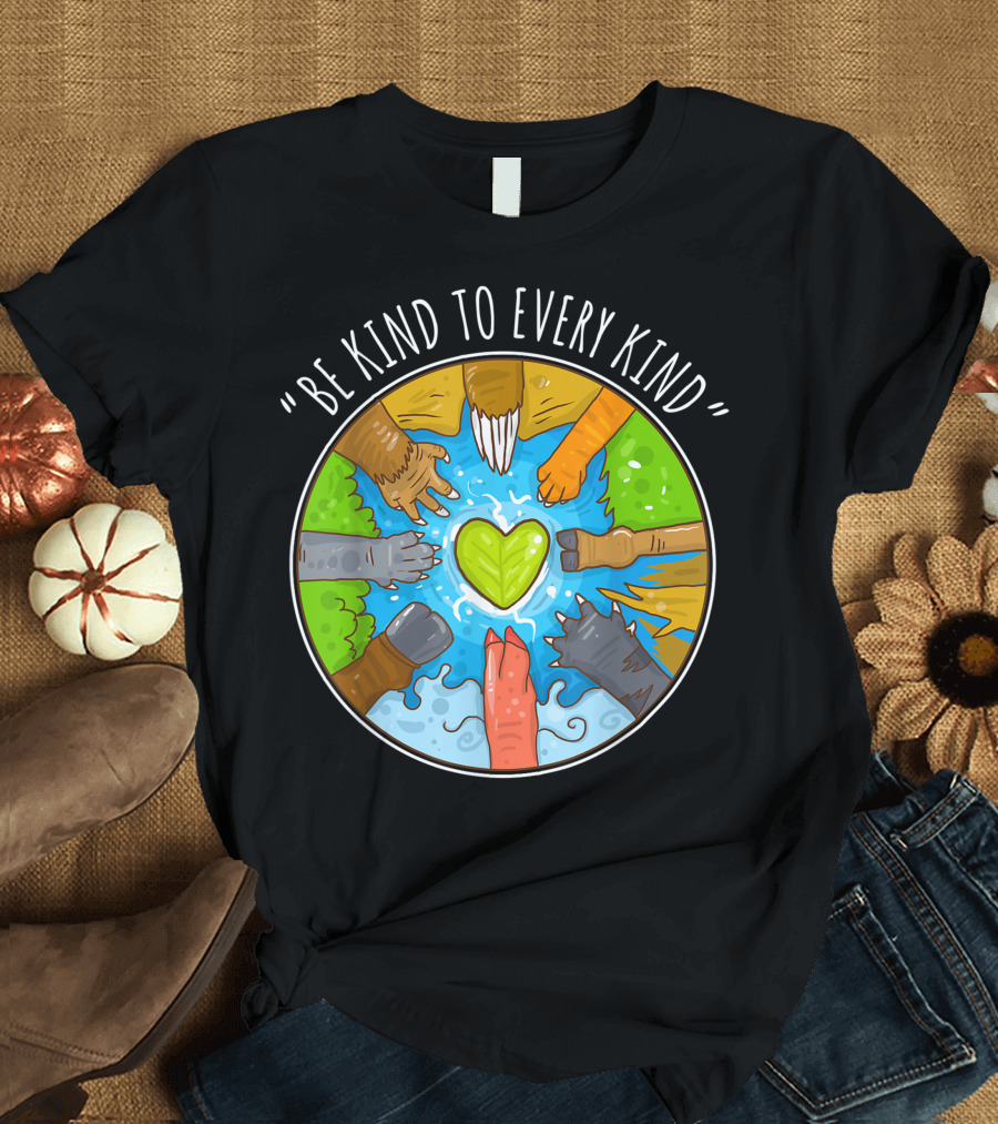 Be Kind to Every Kind Vegetarian Vegan Compassionate Heart Paw Claws T-Shirt