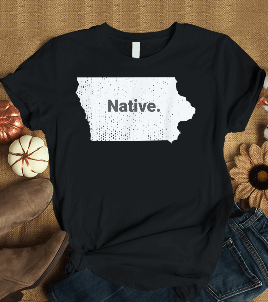 Native Distressed Iowa Map T-Shirt