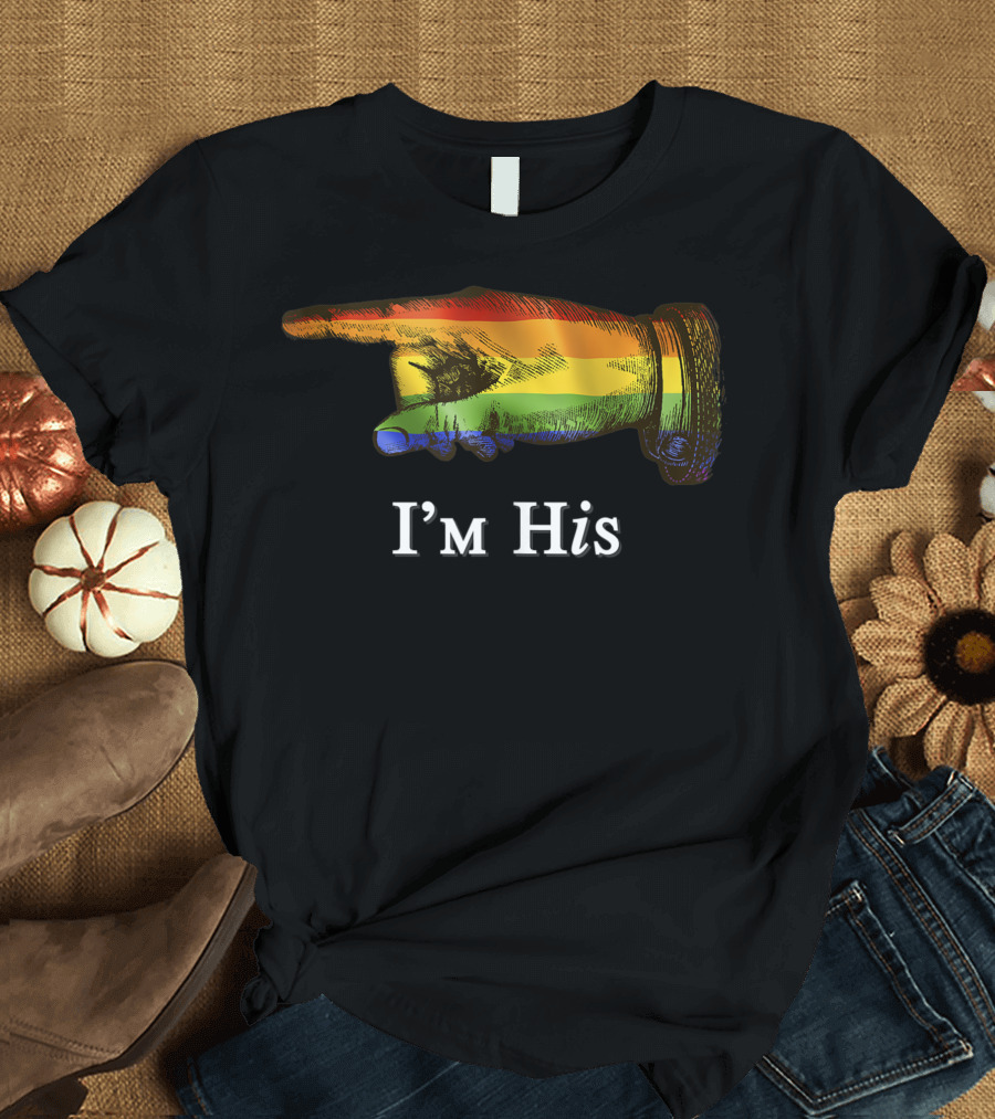 I'm His Gay Couple He's Mine Rainbow Pointing Hand T-Shirt