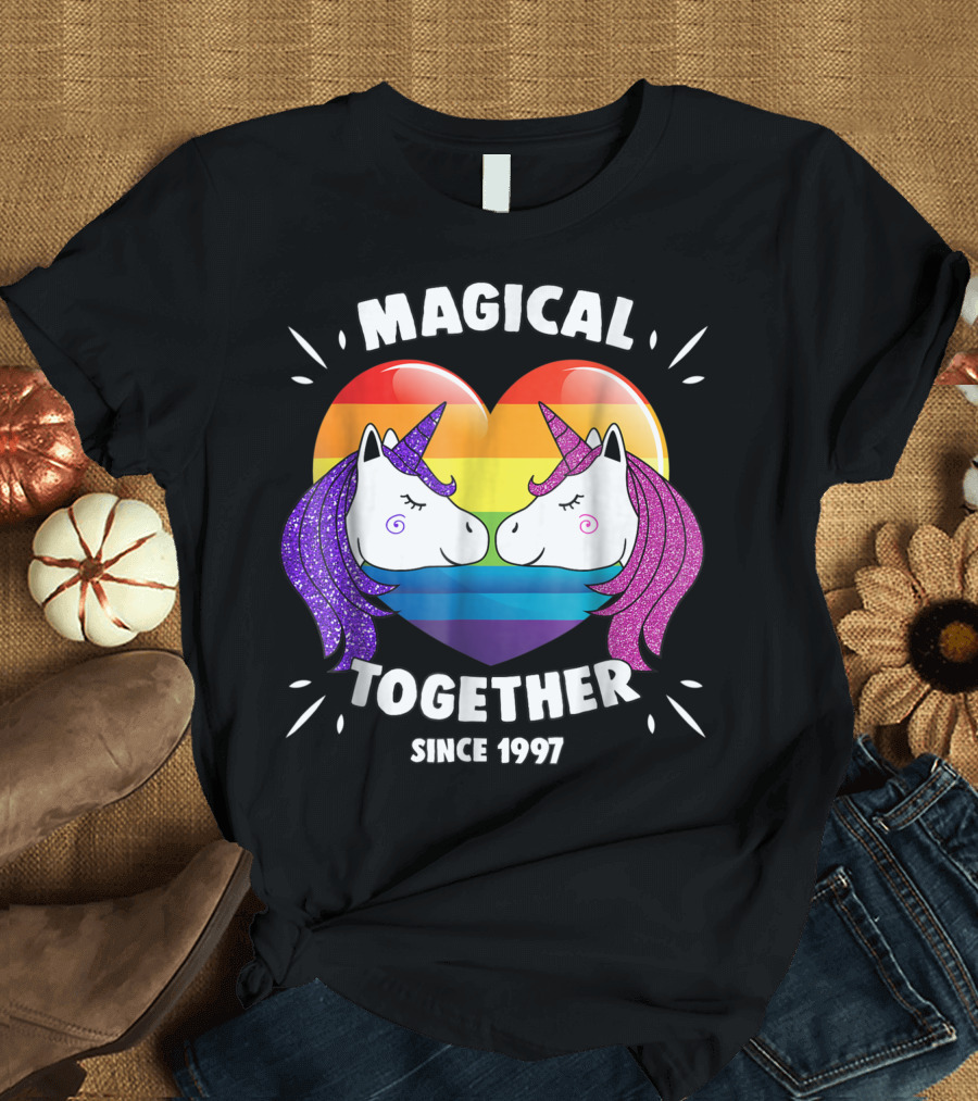 Magical Together Since 1997 Unicorns with Rainbow Heart T-Shirt