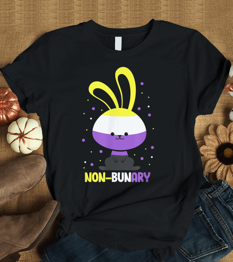 Non Binary Genderqueer Pride Flag Bunny Kawaii Non-Bunary T-Shirt