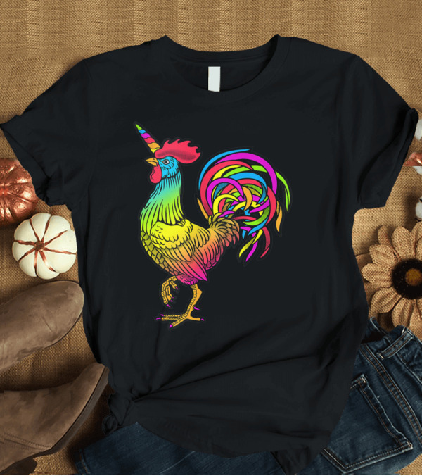 T-Shirt: Rainbow Chicken Unicorn Rooster T-Shirt Rainbow Chicken Unicorn Rooster T-Shirt
