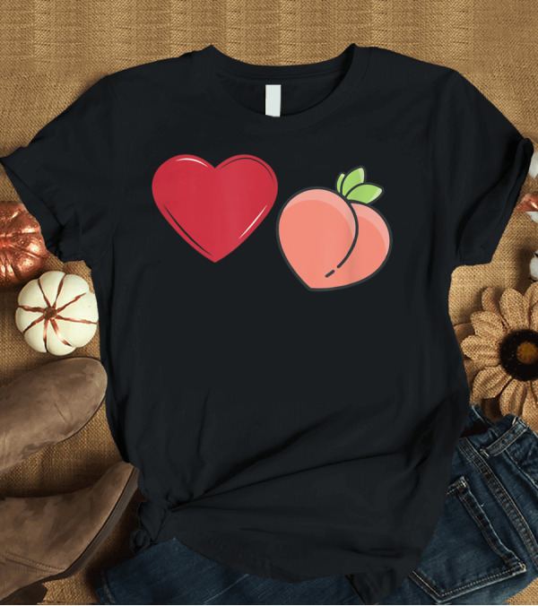 T-Shirt: Silly Grinder Emoji Love Heart Peach Gay Pride Humor T-Shirt Silly Grinder Emoji Love Heart Peach Gay Pride Humor T-Shirt