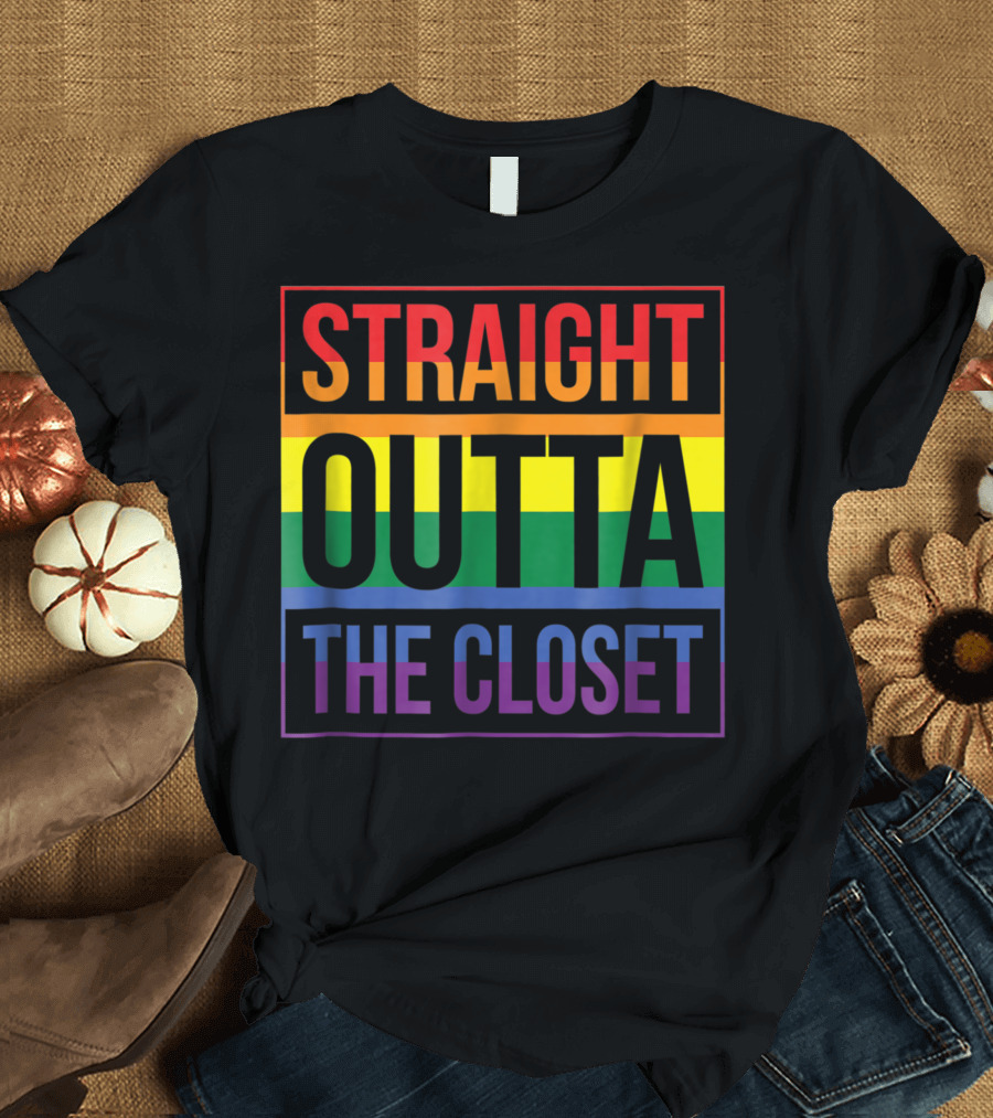 Straight Outta The Closet Pride Rainbow T-Shirt