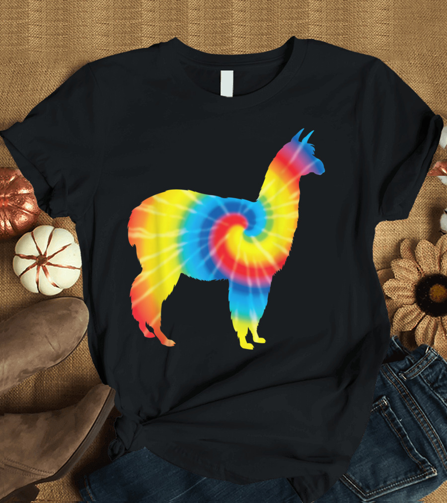 Tie Dye Alpaca Rainbow Vicuna Llama Hippie Peace Up T-Shirt
