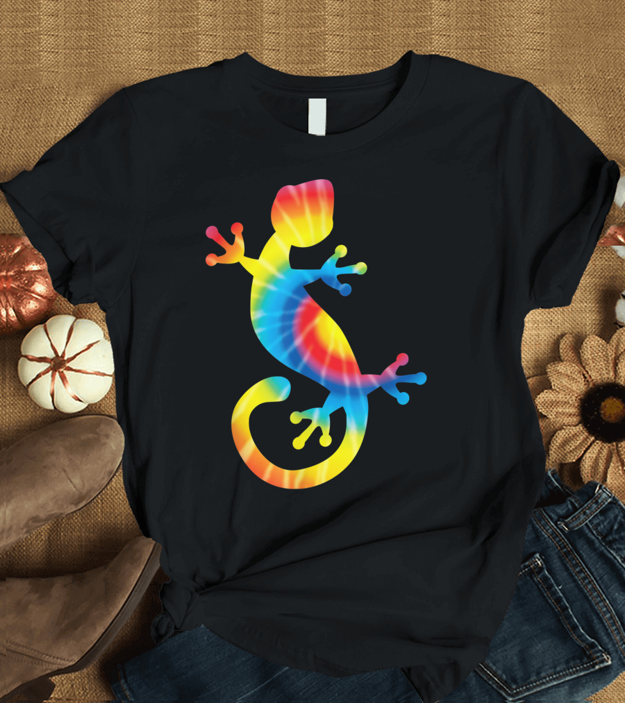 Tie Dye Gecko Rainbow Lizard Pet Print T-Shirt