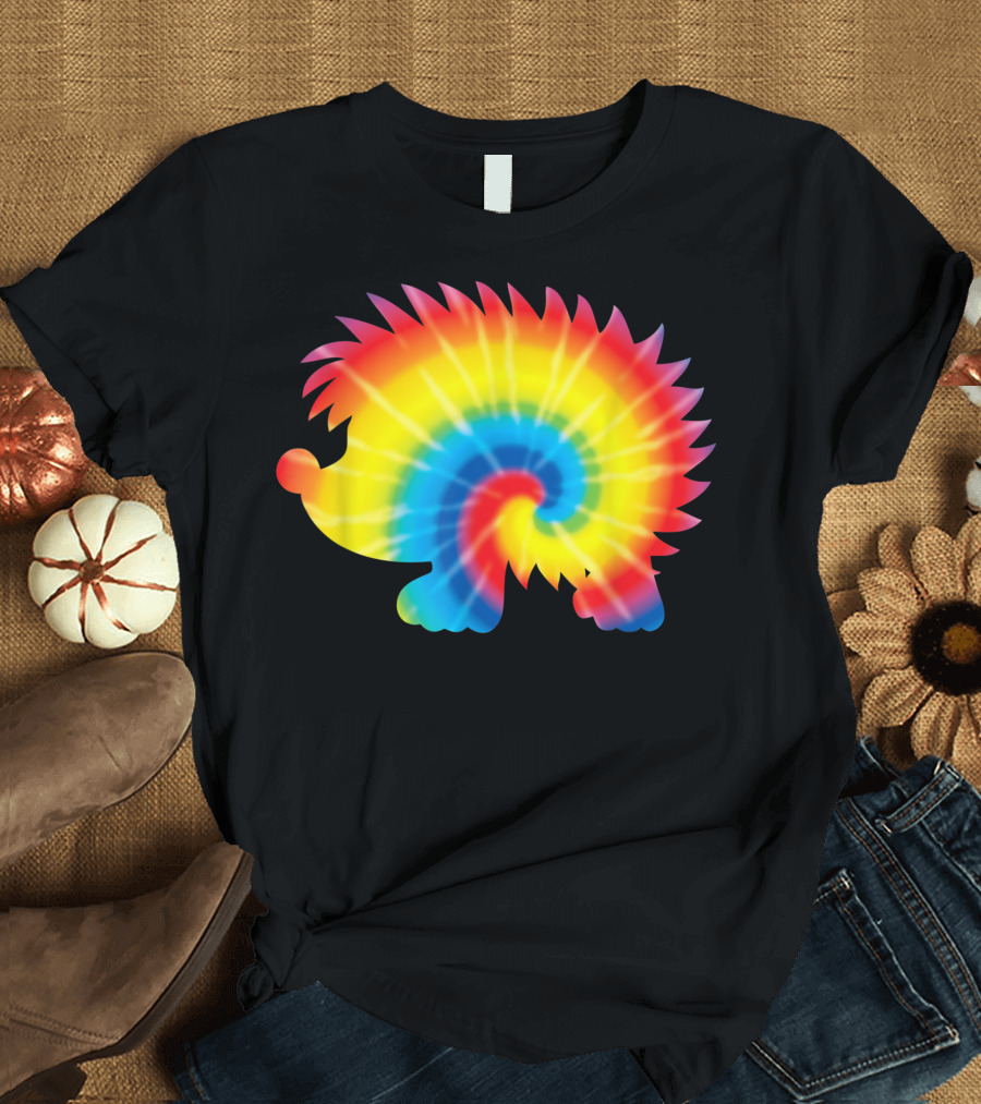 Tie Dye Rainbow Hedgehog Print Rodent T-Shirt
