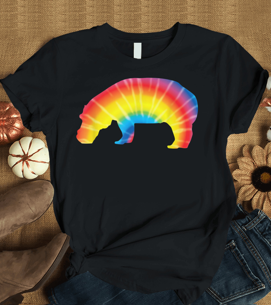 Tie Dye Hippopotamus Rainbow Print T-Shirt