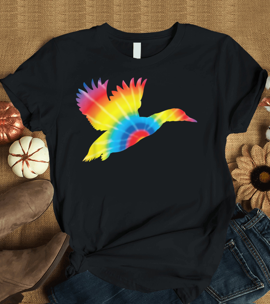 Tie Dye Mallard Rainbow Duck Bird T-Shirt