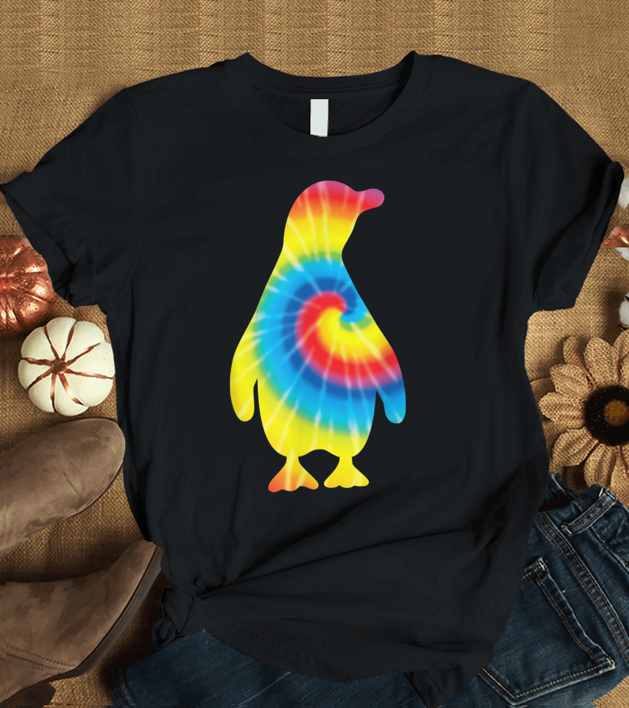 Tie Dye Penguin Rainbow Spiral Bird Animal T-Shirt