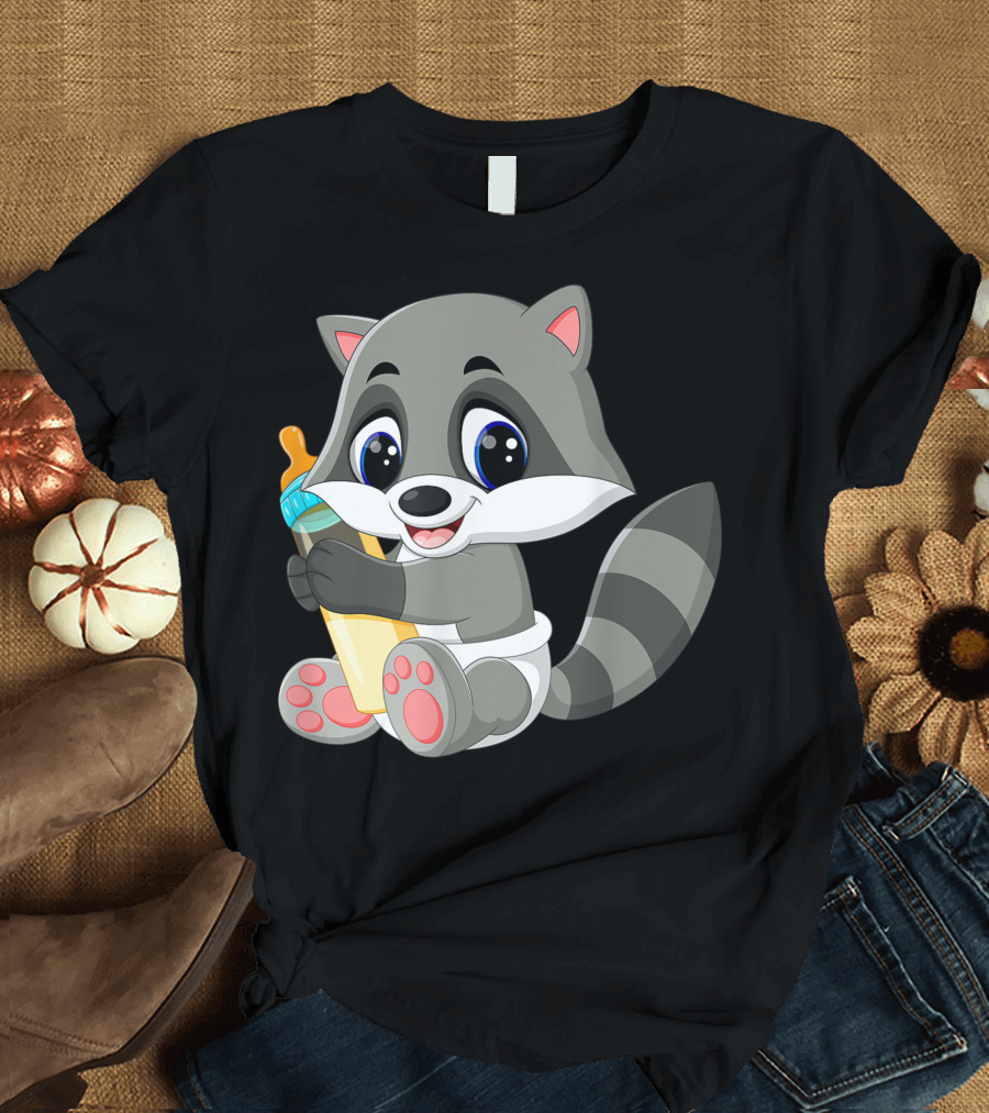 Baby Raccoon With Baby Bottle Diaper 패러디 Abdl T-Shirt