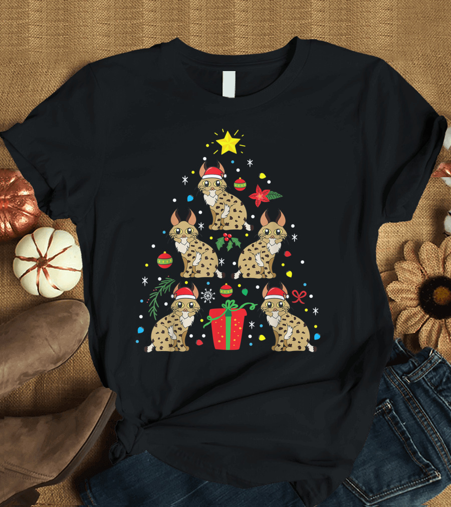 Bobcat Santa Hat Holiday Ornament Tree T-Shirt