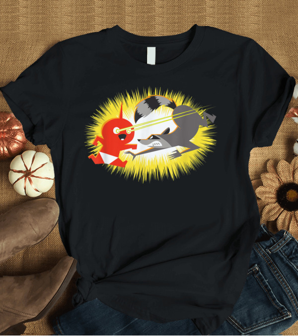 T-Shirt: Disney Pixar Incredibles Jack Jack Vs Raccoon Laser Eye Battle Iconic Showdown T-Shirt Disney Pixar Incredibles Jack Jack Vs Raccoon Laser Eye Battle Iconic Showdown T-Shirt