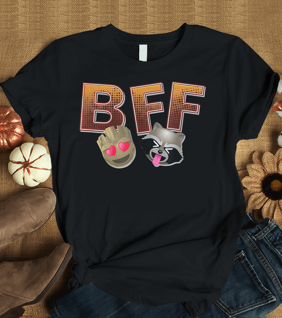 Marvel Guardians Of The Galaxy Groot Rocket Raccoon BFF Emoji Faces T-Shirt