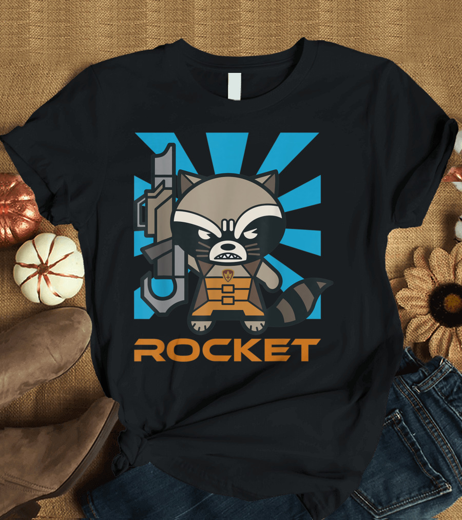 Marvel Rocket Raccoon Kawaii Guardians Cute Rocket T-Shirt