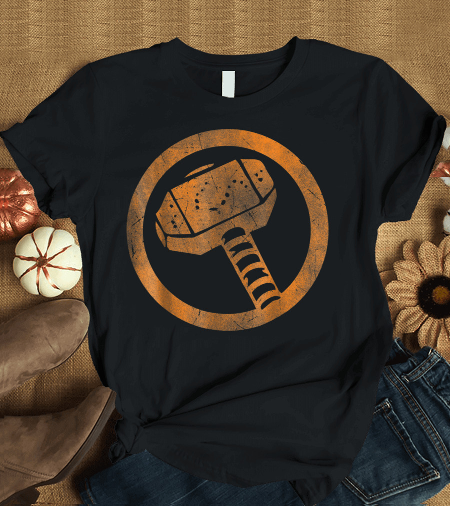 Marvel Thor Hammer Orange Tonal Circular T-Shirt