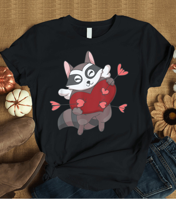 T-Shirt: My Raccoon Is My Valentine Trash Panda Cupid Heart Arrows Valentine's Day T-Shirt My Raccoon Is My Valentine Trash Panda Cupid Heart Arrows Valentine's Day T-Shirt