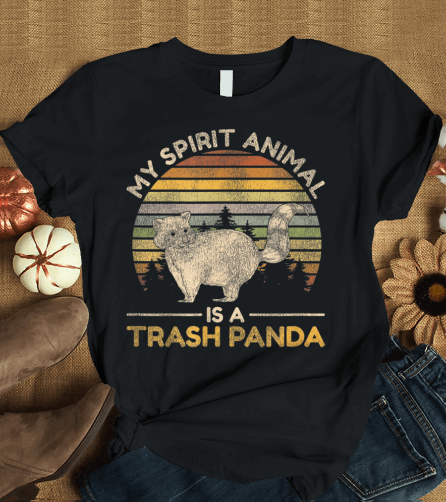 My Spirit Animal Is a Trash Panda Vintage Sunset Raccoon T-Shirt