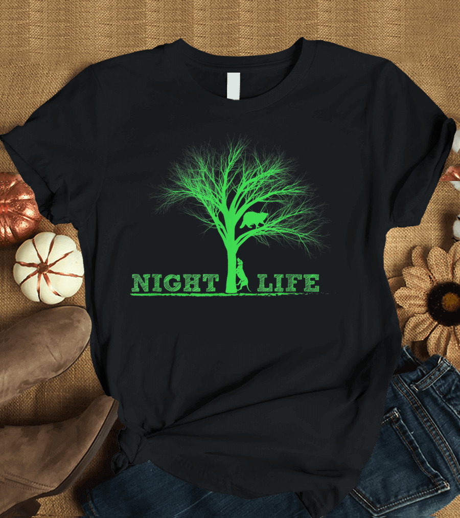 Night Life Raccoon Coon Hunting Tree T-Shirt
