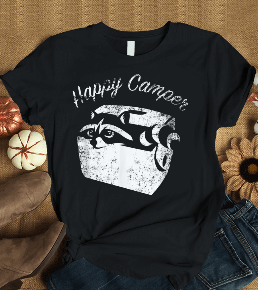 Happy Camper Raccoon In Ice Chest Raccoon Lover T-Shirt
