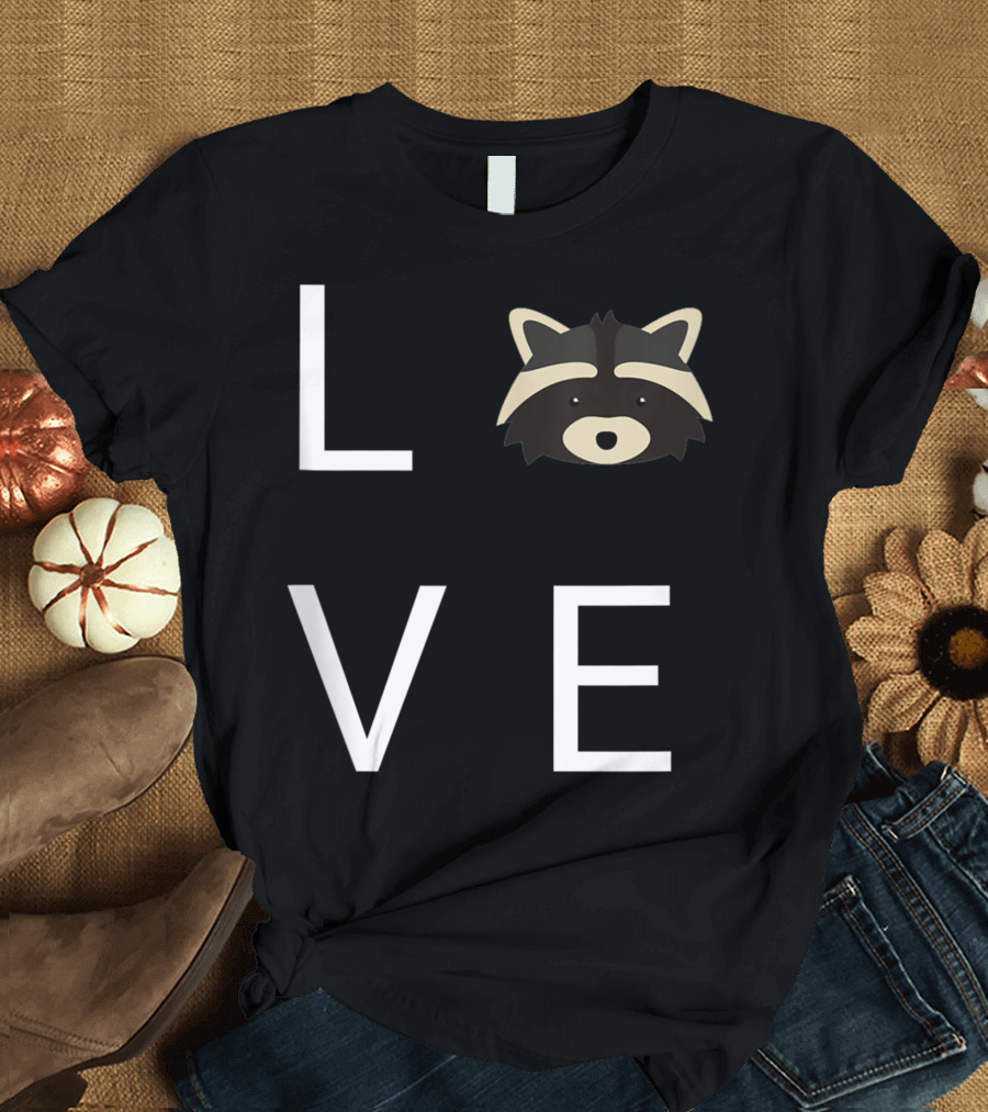 Raccoon Love Trash Panda LVE with Raccoon Face T-Shirt
