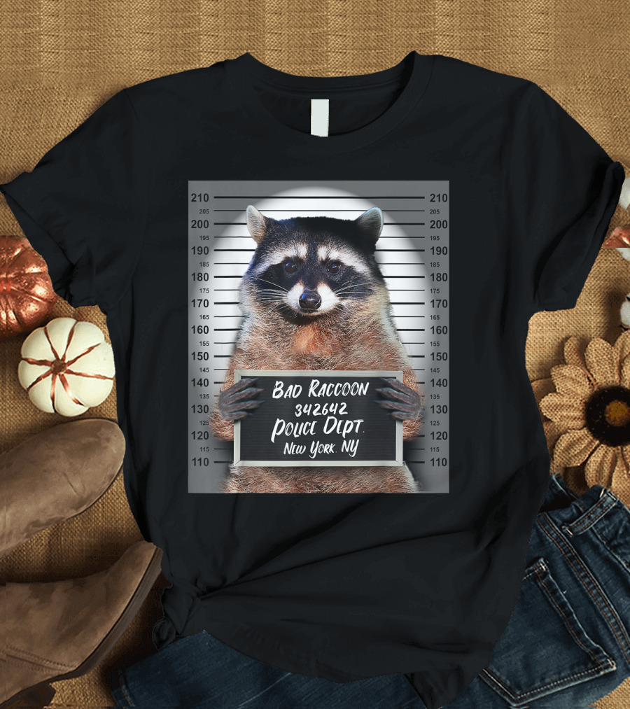 Bad Raccoon Mugshot New York Police Dept Cute Prison Jail 342642 T-Shirt