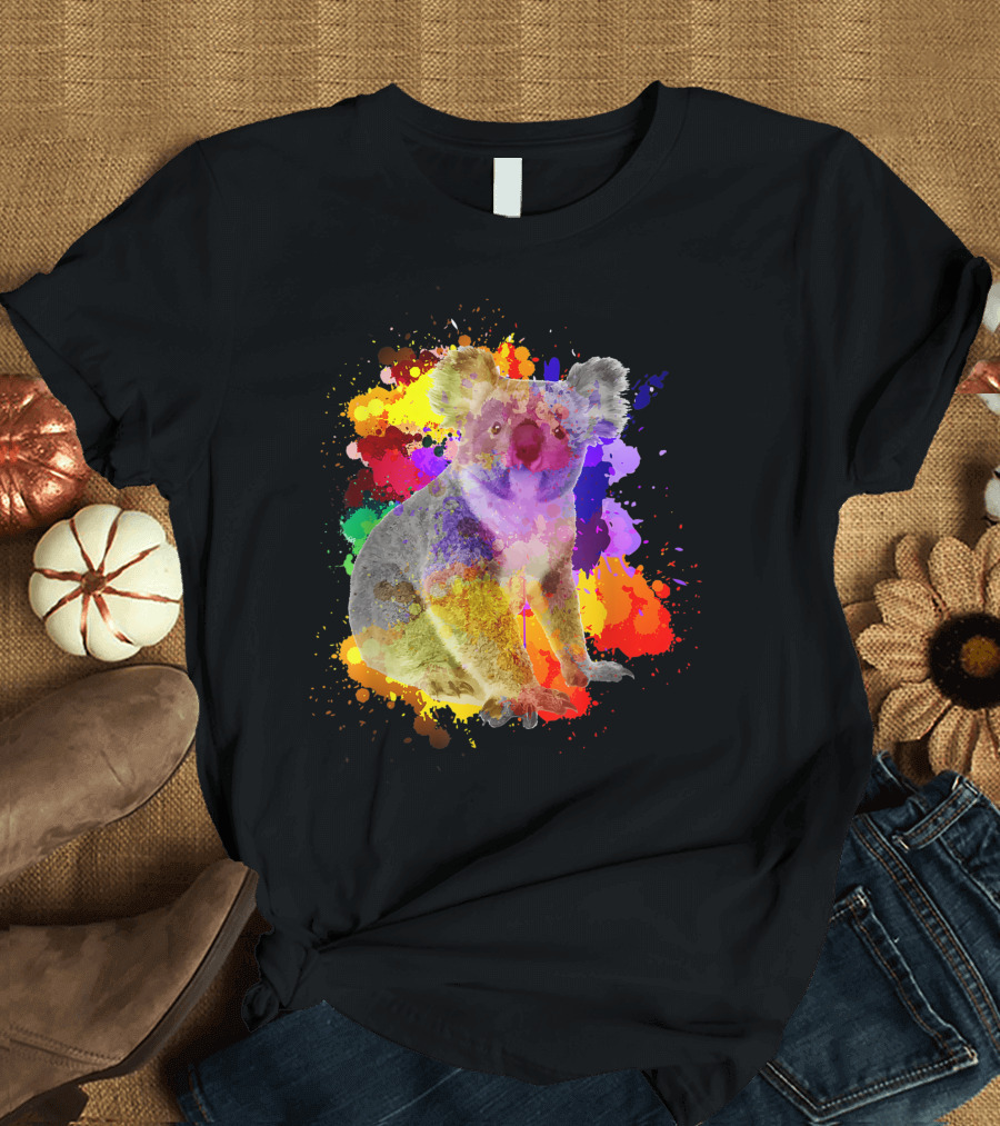 Raccoon Water Color Splatter Animal Lover Koala B9 T-Shirt