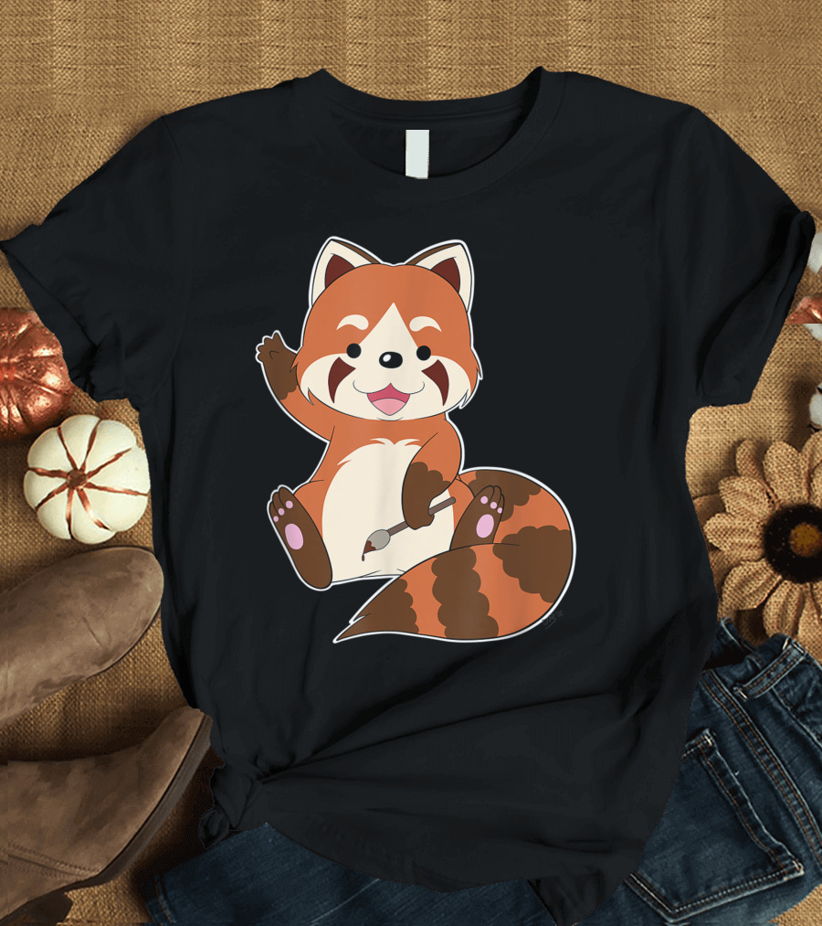 Red Panda Painter Love Boy Girl T-Shirt